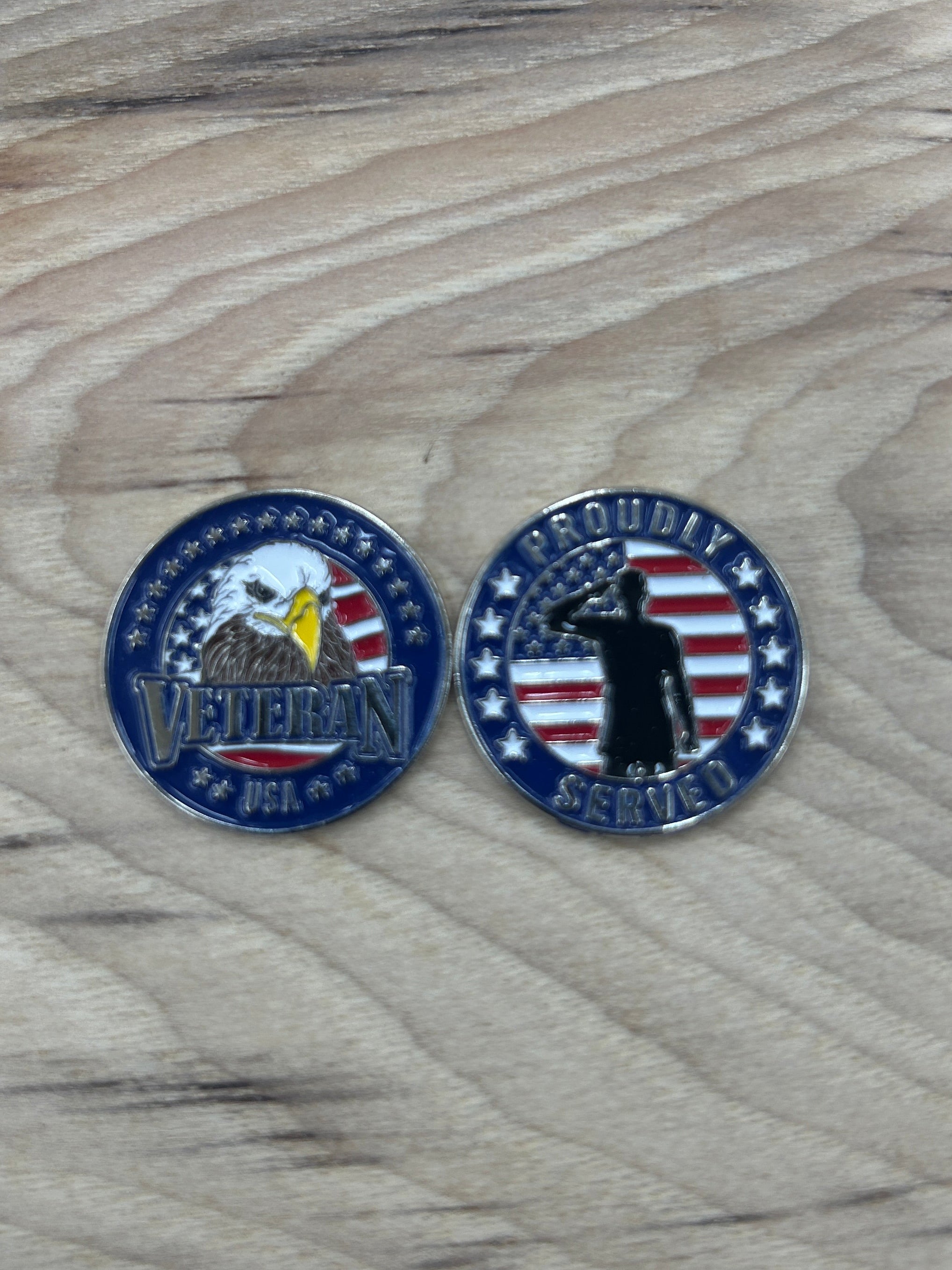 Medallions for Walking Sticks (Veteran) Eagle and Salute
