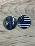 Medallions for Walking Sticks (Police Department) Thin Blue Line and Skull