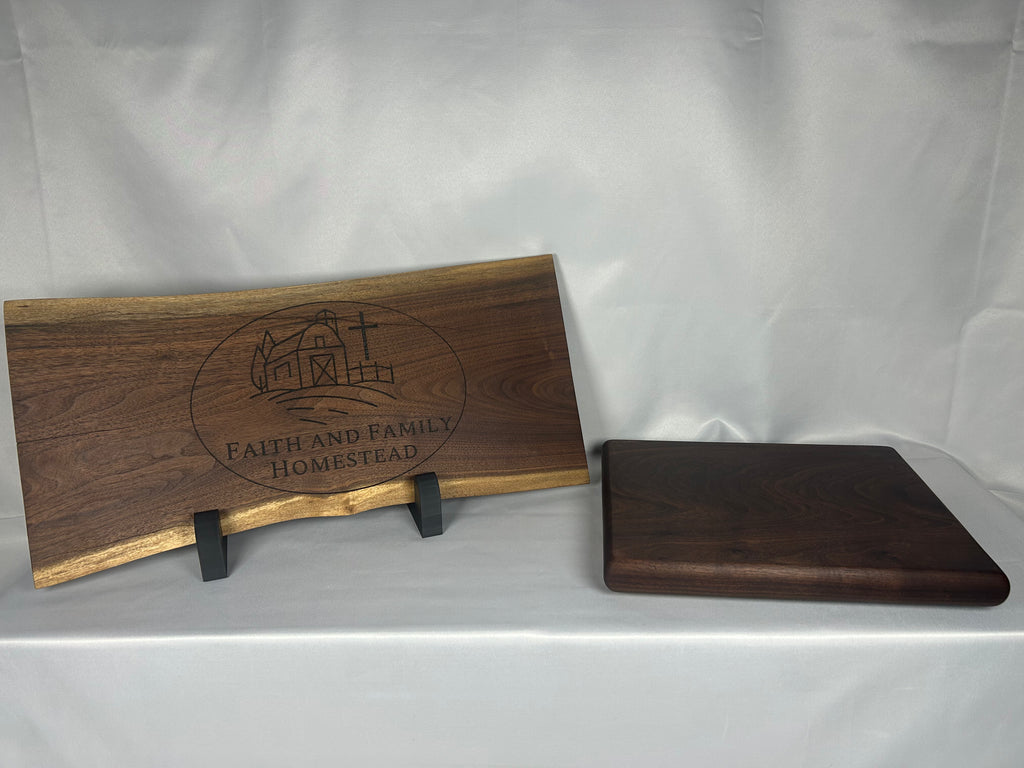 Cutting Board, Large, Walnut, Single Piece, Thick Board with Rubber Feet