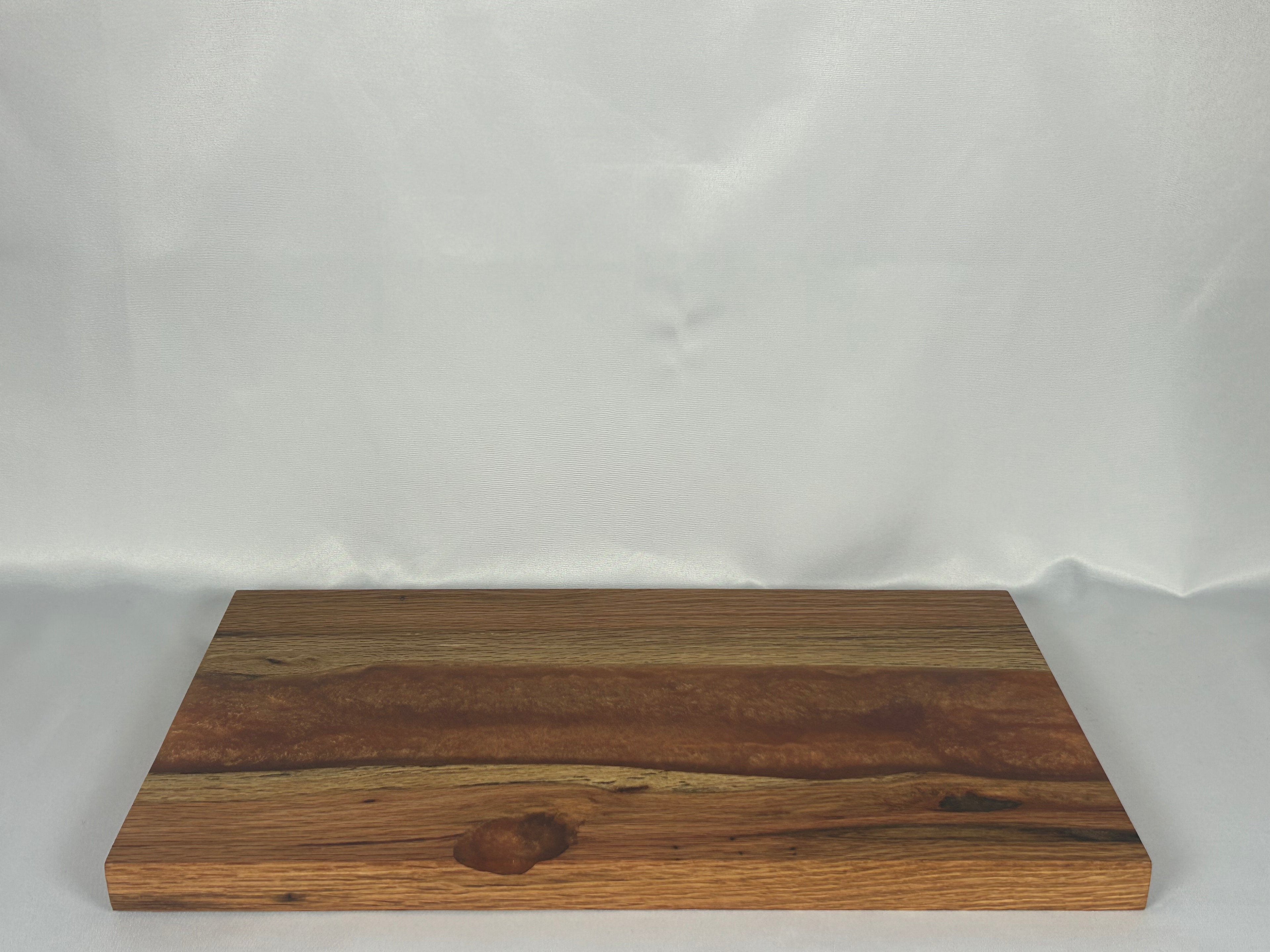 Charcuterie Board, Large, Red Oak, Epoxy Live Edge River, Copper
