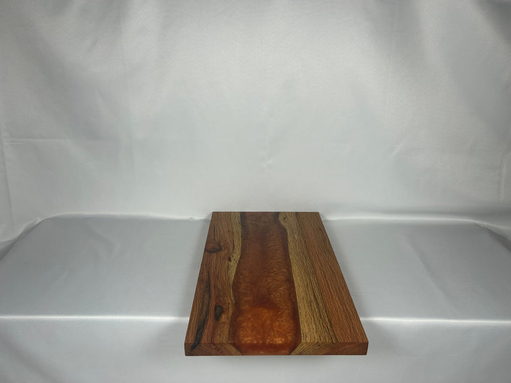 Charcuterie Board, Large, Red Oak, Epoxy Live Edge River, Copper