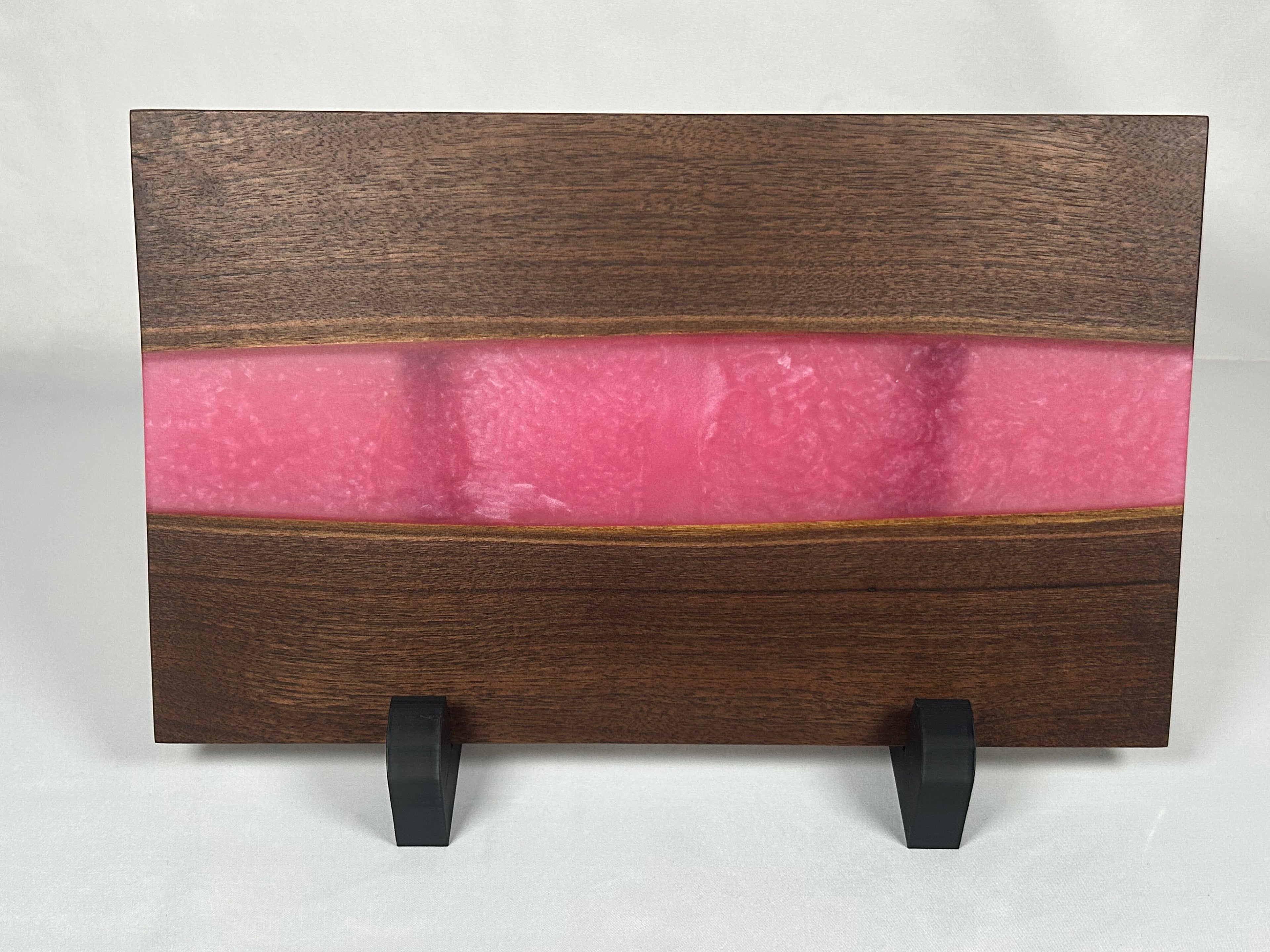 Charcuterie Board, Medium, Walnut, Epoxy Live Edge River, Set of 4 Orange, Pearl, Pink Pearl, Purple