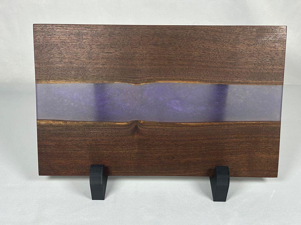Charcuterie Board, Medium, Walnut, Epoxy Live Edge River, Set of 4 Orange, Pearl, Pink Pearl, Purple