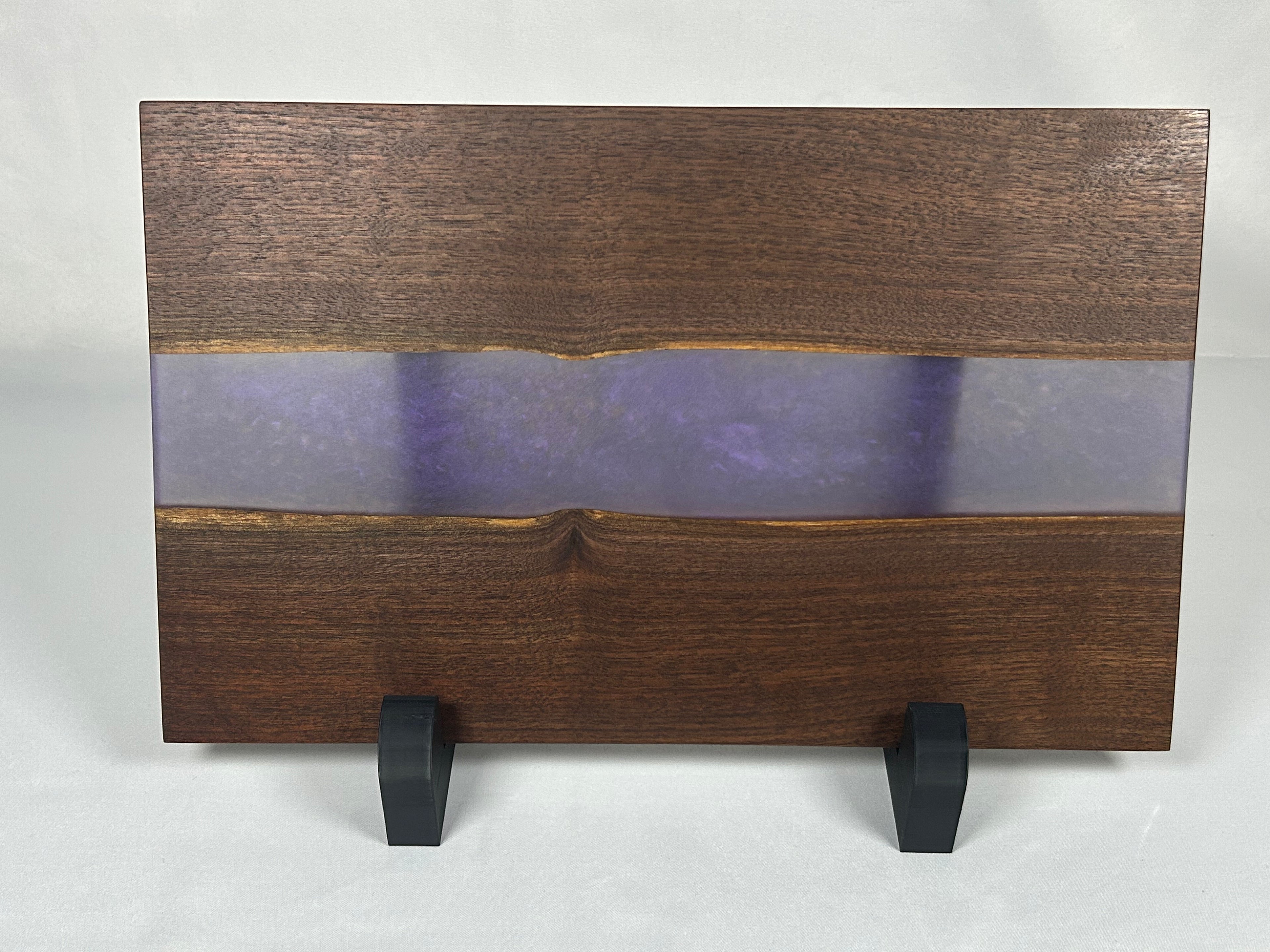 Charcuterie Board, Medium, Walnut, Epoxy Live Edge River, Set of 4 Orange, Pearl, Pink Pearl, Purple