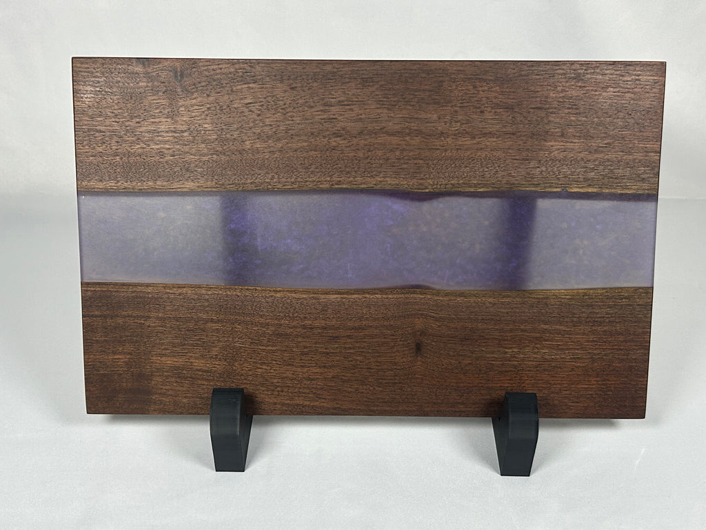 Charcuterie Board, Medium, Walnut, Epoxy Live Edge River, Set of 4 Orange, Pearl, Pink Pearl, Purple