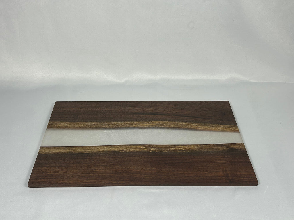 Charcuterie Board, Medium, Walnut, Epoxy Live Edge River, Set of 4 Orange, Pearl, Pink Pearl, Purple