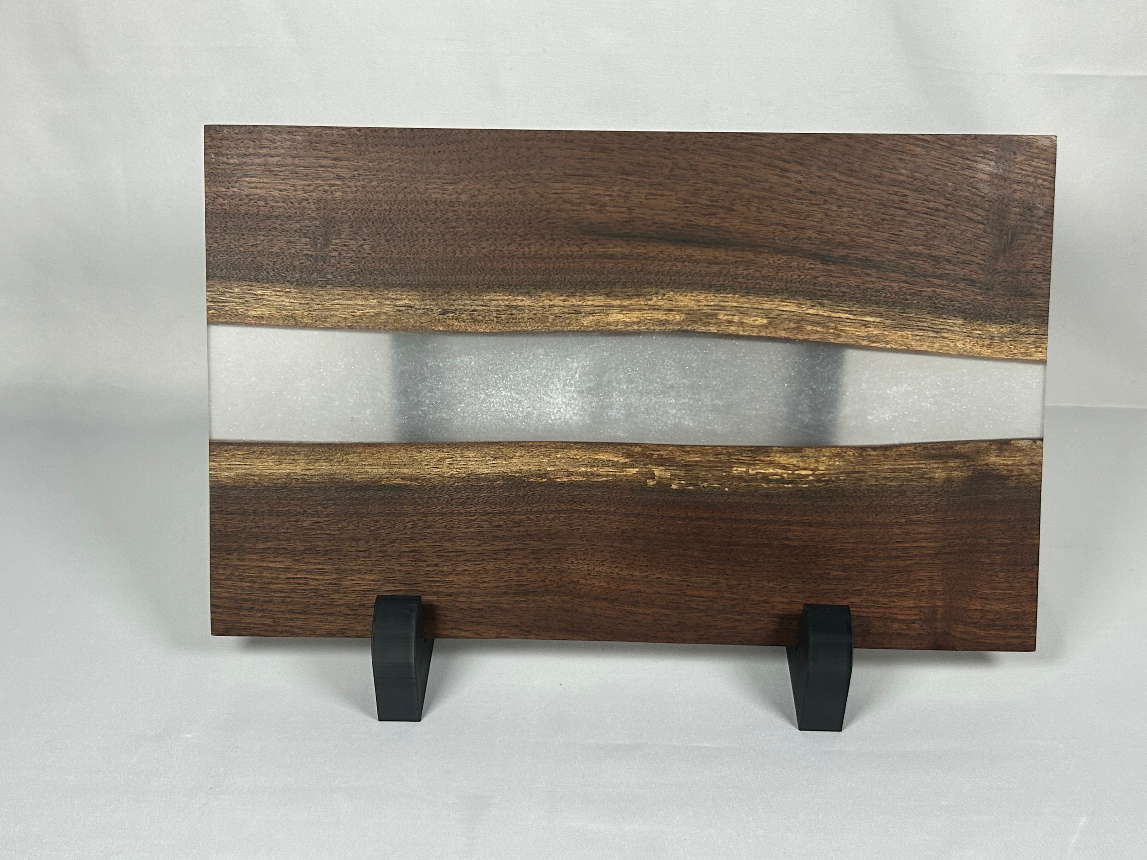 Charcuterie Board, Medium, Walnut, Epoxy Live Edge River, Set of 4 Orange, Pearl, Pink Pearl, Purple