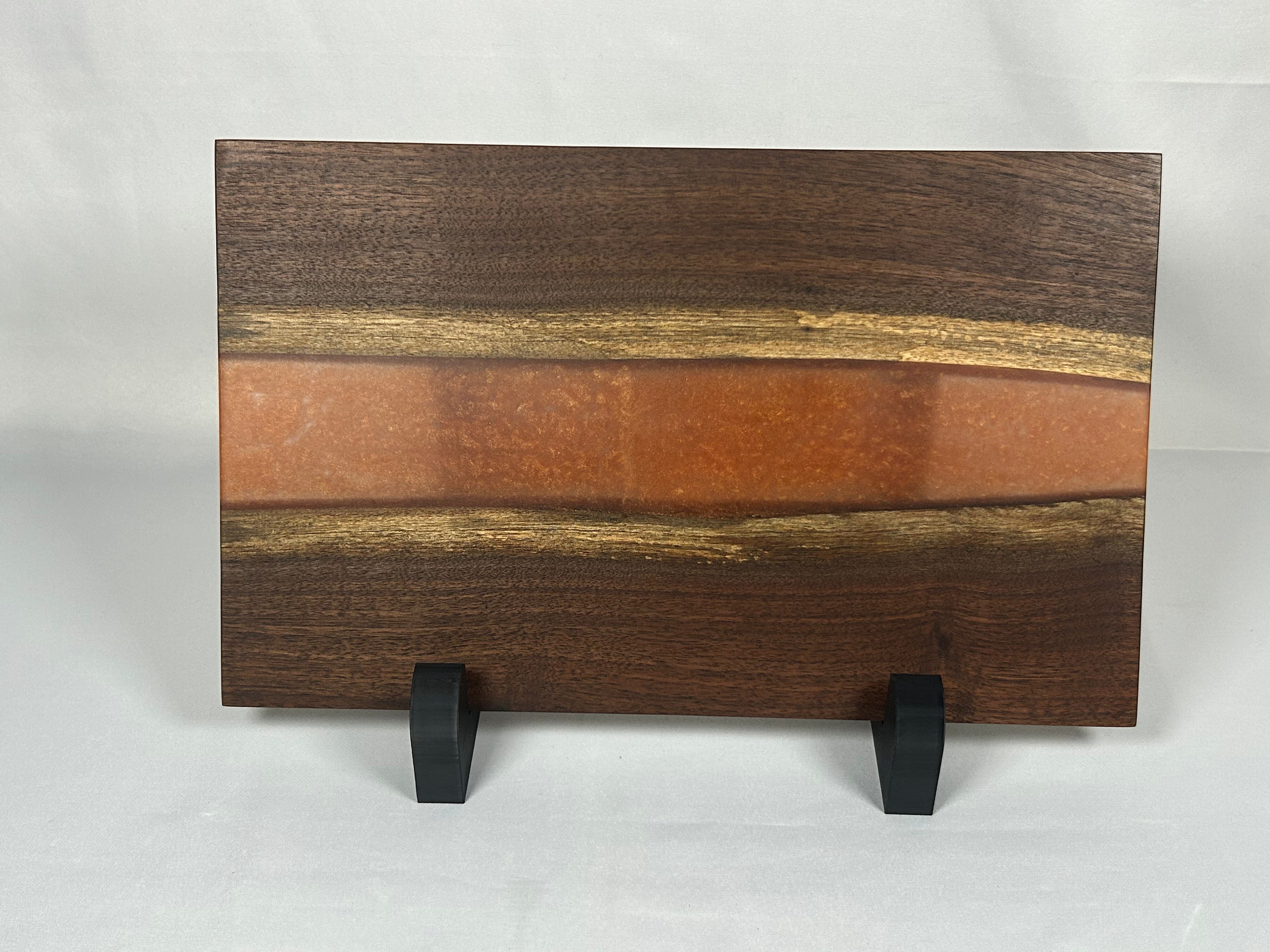 Charcuterie Board, Medium, Walnut, Epoxy Live Edge River, Set of 4 Orange, Pearl, Pink Pearl, Purple