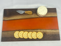 Charcuterie Board, Medium, Walnut, Epoxy Live Edge River, Pearl Orange
